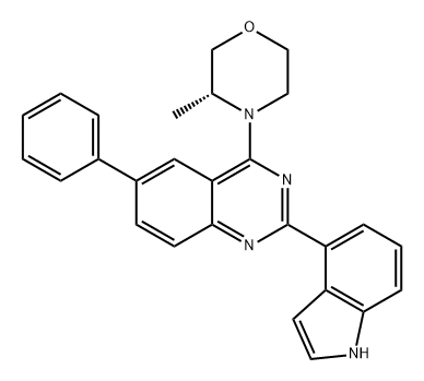 Quinazoline, 2-(1H-indol-4-yl)-4-[(3R)-3-methyl-4-morpholinyl]-6-phenyl- Struktur