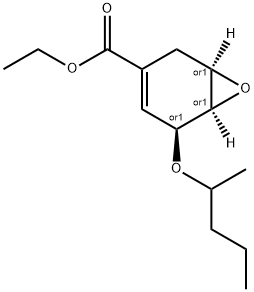 7-Oxabicyclo[4.1.0]hept-3-ene-3-carboxylic acid, 5-(1-methylbutoxy)-, ethyl ester, (1R,5S,6R)-rel- Struktur