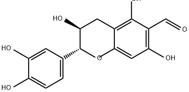 2H-1-Benzopyran-6-carboxaldehyde, 2-(3,4-dihydroxyphenyl)-3,4-dihydro-3,5,7-trihydroxy-, (2R,3S)- Struktur