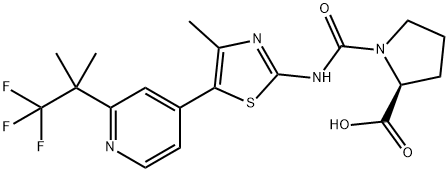 L-Proline, 1-[[[4-methyl-5-[2-(2,2,2-trifluoro-1,1-dimethylethyl)-4-pyridinyl]-2-thiazolyl]amino]carbonyl]- Struktur