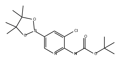 Carbamic acid, N-[3-chloro-5-(4,4,5,5-tetramethyl-1,3,2-dioxaborolan-2-yl)-2-pyridinyl]-, 1,1-dimethylethyl ester Struktur