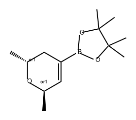 2H-Pyran, 3,6-dihydro-2,6-dimethyl-4-(4,4,5,5-tetramethyl-1,3,2-dioxaborolan-2-yl)-, (2R,6R)-rel- Struktur