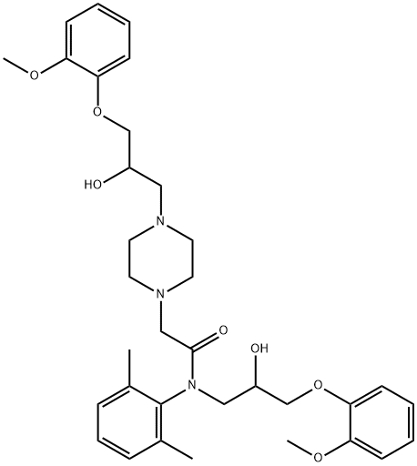 1-Piperazineacetamide, N-(2,6-dimethylphenyl)-N,4-bis[2-hydroxy-3-(2-methoxyphenoxy)propyl]- Struktur