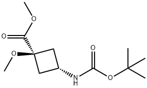 Methyl cis-3-[[(1,1-dimethylethoxy)carbonyl]amino]-1-methoxycyclobutanecarboxylate Struktur