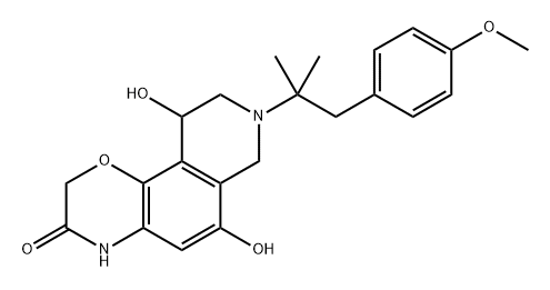 2H-Pyrido[3,4-h]-1,4-benzoxazin-3(4H)-one, 7,8,9,10-tetrahydro-6,10-dihydroxy-8-[2-(4-methoxyphenyl)-1,1-dimethylethyl]- Struktur