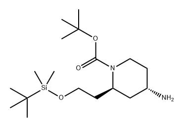 1-Piperidinecarboxylic acid, 4-amino-2-[2-[[(1,1-dimethylethyl)dimethylsilyl]oxy]ethyl]-, 1,1-dimethylethyl ester, (2S,4S)- Struktur