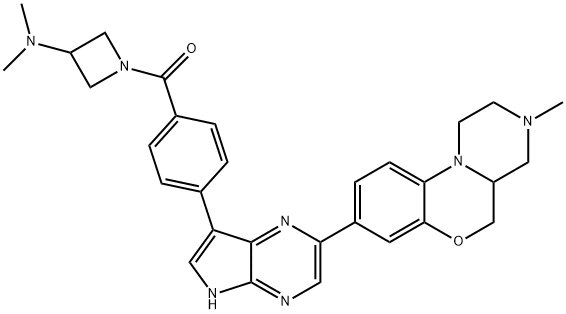 Methanone, [3-(dimethylamino)-1-azetidinyl][4-[2-(1,2,3,4,4a,5-hexahydro-3-methylpyrazino[2,1-c][1,4]benzoxazin-8-yl)-5H-pyrrolo[2,3-b]pyrazin-7-yl]phenyl]- Struktur