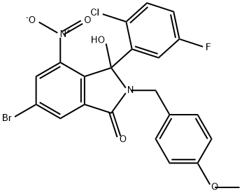 1H-Isoindol-1-one, 6-bromo-3-(2-chloro-5-fluorophenyl)-2,3-dihydro-3-hydroxy-2-[(4-methoxyphenyl)methyl]-4-nitro- Struktur