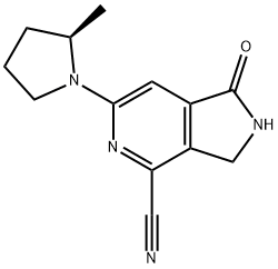 2,3-Dihydro-6-[(2R)-2-methyl-1-pyrrolidinyl]-1-oxo-1H-pyrrolo[3,4-c]pyridine-4-carbonitrile Struktur