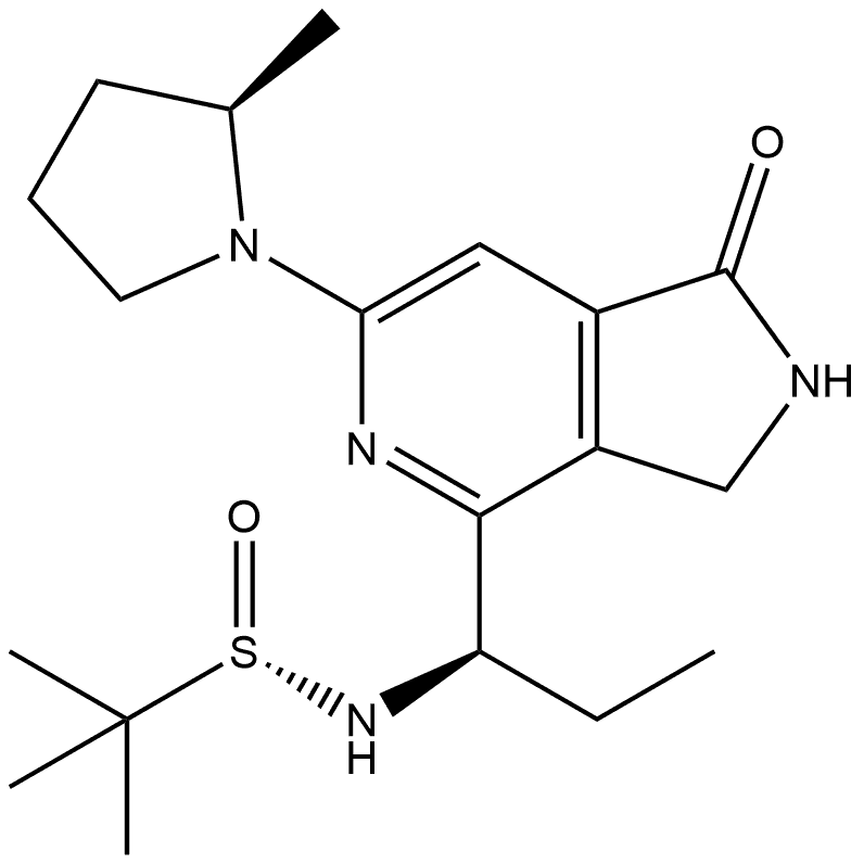 [S(S)]-N-[(1R)-1-[2,3-Dihydro-6-[(2R)-2-methyl-1-pyrrolidinyl]-1-oxo-1H-pyrrolo[3,4-c]pyridin-4-yl]propyl]-2-methyl-2-propanesulfinamide Struktur