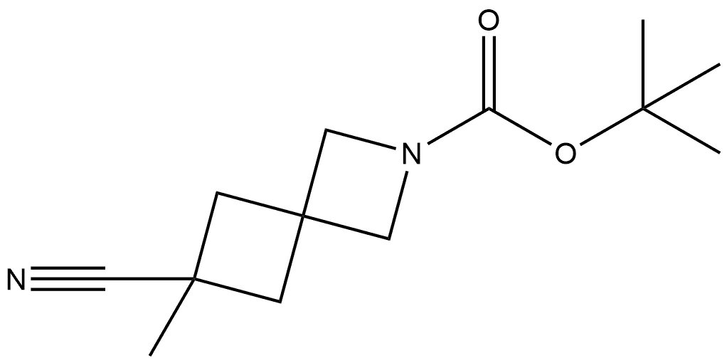 1,1-Dimethylethyl 6-cyano-6-methyl-2-azaspiro[3.3]heptane-2-carboxylate Struktur