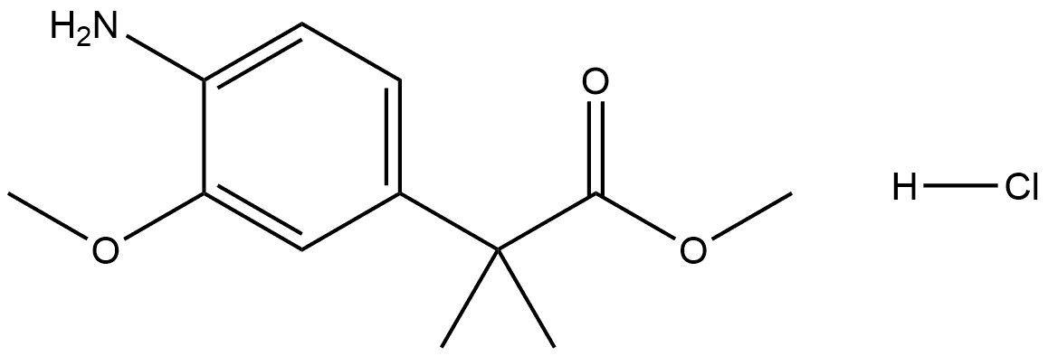 Benzeneacetic acid, 4-amino-3-methoxy-α,α-dimethyl-, methyl ester, hydrochloride (1:1) Struktur