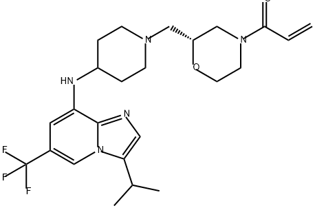 2-Propen-1-one, 1-[(2R)-2-[[4-[[3-(1-methylethyl)-6-(trifluoromethyl)imidazo[1,2-a]pyridin-8-yl]amino]-1-piperidinyl]methyl]-4-morpholinyl]- Struktur