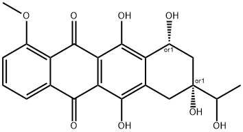 5,12-Naphthacenedione, 7,8,9,10-tetrahydro-6,8,10,11-tetrahydroxy-8-(1-hydroxyethyl)-1-methoxy-, (8R,10R)-rel- Struktur