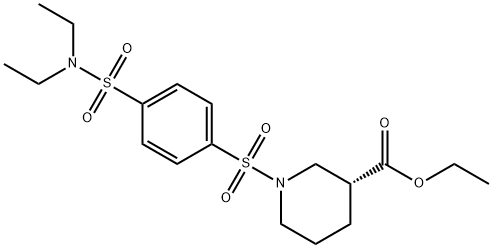 3-Piperidinecarboxylic acid, 1-[[4-[(diethylamino)sulfonyl]phenyl]sulfonyl]-, ethyl ester, (3R)- Struktur