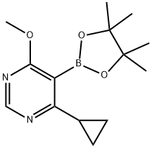 Pyrimidine, 4-cyclopropyl-6-methoxy-5-(4,4,5,5-tetramethyl-1,3,2-dioxaborolan-2-yl)- Struktur