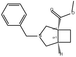 3-Azabicyclo[3.2.0]heptane-1-carboxylic acid, 3-(phenylmethyl)-, methyl ester, (1R,5R)-rel- Struktur