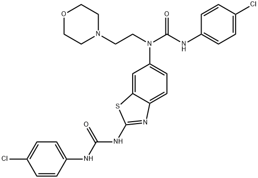 Urea, N'-(4-chlorophenyl)-N-[2-[[[(4-chlorophenyl)amino]carbonyl]amino]-6-benzothiazolyl]-N-[2-(4-morpholinyl)ethyl]- Struktur