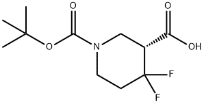 1,3-Piperidinedicarboxylic acid, 4,4-difluoro-, 1-(1,1-dimethylethyl) ester, (3R)- Struktur