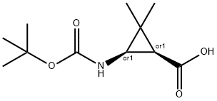 rel-(1R,3R)-3-[[(1,1-Dimethylethoxy)carbonyl]amino]-2,2-dimethylcyclopropanecarboxylic acid Struktur