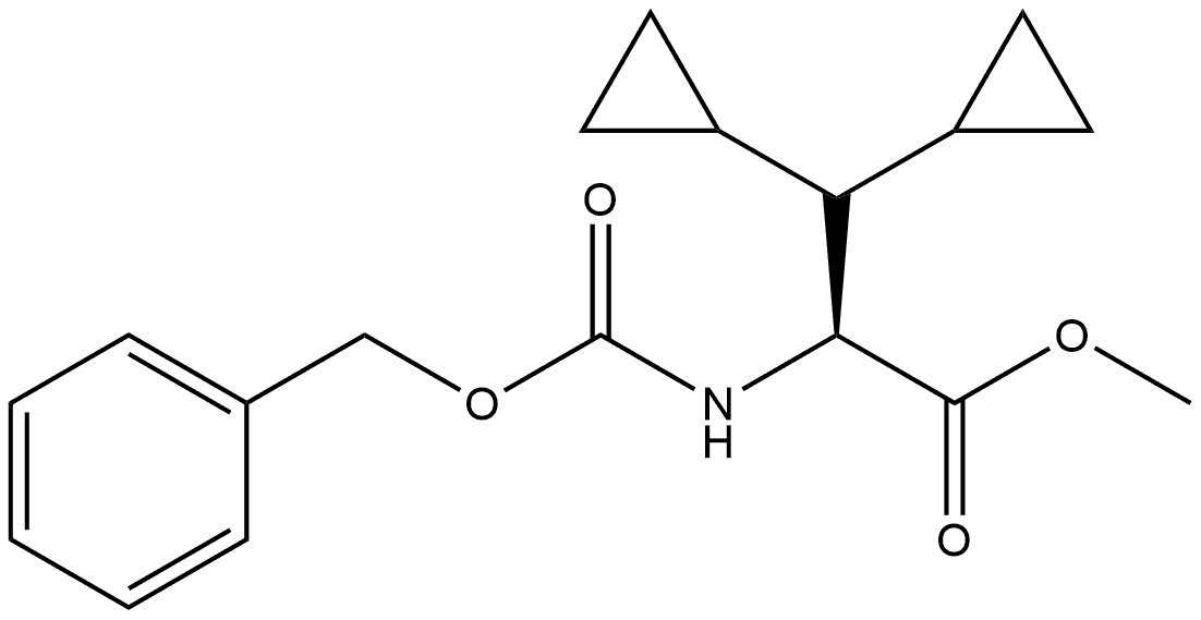 Cyclopropanepropanoic acid, β-cyclopropyl-α-[[(phenylmethoxy)carbonyl]amino]-, methyl ester, (αS)- Struktur