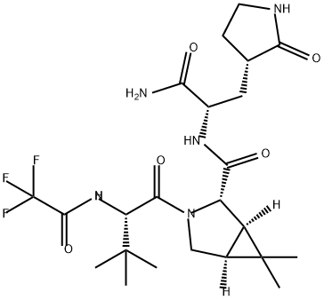 (1R,2S,5S)-N-((S)-1-amino-1-oxo-3-((S)-2-oxopyrrolidin-3-yl)propan-2-yl)-3-((S)-3,3-dimethyl-2-(2,2,2-trifluoroacetamido)butanoyl)-6,6-dimethyl-3-azabicyclo[3.1.0]hexane-2-carboxamide Struktur