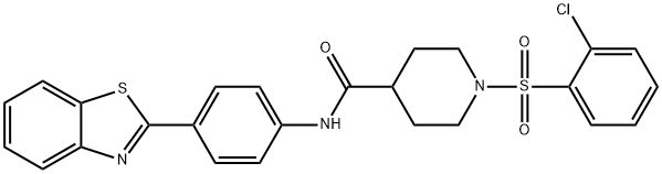 4-Piperidinecarboxamide, N-[4-(2-benzothiazolyl)phenyl]-1-[(2-chlorophenyl)sulfonyl]- Struktur