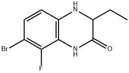 7-Bromo-3-ethyl-8-fluoro-3,4-dihydro-2(1H)-quinoxalinone Struktur