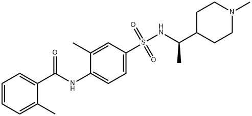 Benzamide, 2-methyl-N-[2-methyl-4-[[[(1R)-1-(1-methyl-4-piperidinyl)ethyl]amino]sulfonyl]phenyl]- Struktur