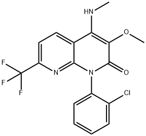 1,8-Naphthyridin-2(1H)-one, 1-(2-chlorophenyl)-3-methoxy-4-(methylamino)-7-(trifluoromethyl)- Struktur