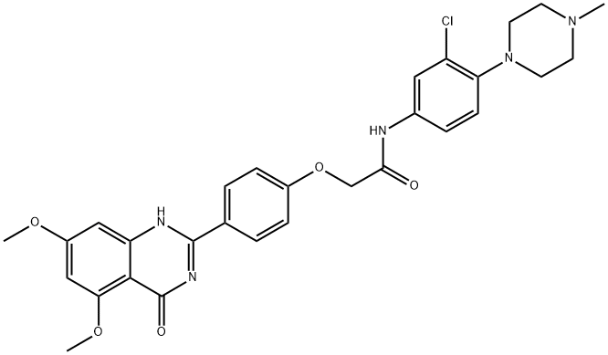 Acetamide, N-[3-chloro-4-(4-methyl-1-piperazinyl)phenyl]-2-[4-(3,4-dihydro-5,7-dimethoxy-4-oxo-2-quinazolinyl)phenoxy]- Struktur