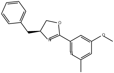 Pyridine, 2-[(4S)-4,5-dihydro-4-(phenylmethyl)-2-oxazolyl]-4-methoxy-6-methyl- Struktur