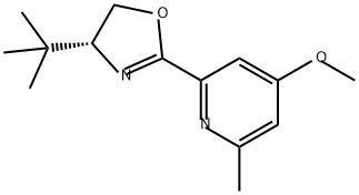 Pyridine, 2-[(4R)-4-(1,1-dimethylethyl)-4,5-dihydro-2-oxazolyl]-4-methoxy-6-methyl- Struktur