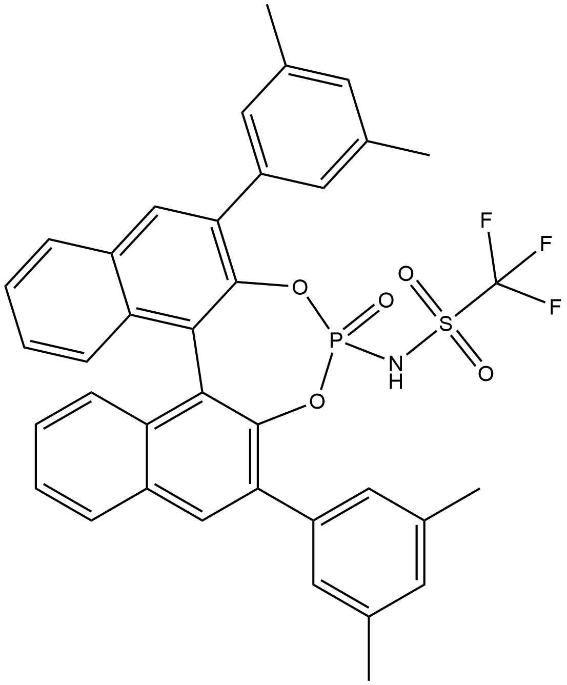 N-[(11bS)-2,6-Bis(3,5-dimethylphenyl-4-oxidodinaphtho[2,1-d:1',2'-f][1,3,2]dioxaphosphepin-4-yl]-1,1,1-trifluoro-Methanesulfonamide Struktur