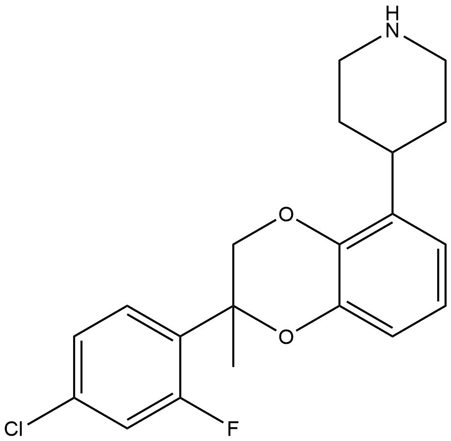 4-(2-(4-Chloro-2-fluorophenyl)-2-methyl-2,
3-dihydrobenzo[b][1,4]dioxan-5-yl)piperidine Struktur