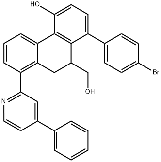 9-Phenanthrenemethanol, 8-(4-bromophenyl)-9,10-dihydro-5-hydroxy-1-(4-phenyl-2-pyridinyl)- Struktur