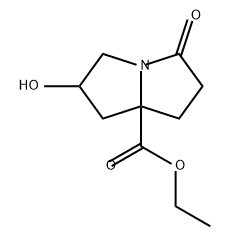 1H-Pyrrolizine-7a(5H)-carboxylic acid, tetrahydro-2-hydroxy-5-oxo-, ethyl ester Struktur