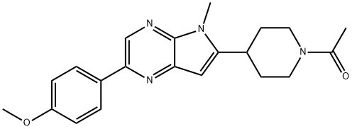 1-[4-[2-(4-Methoxyphenyl)-5-methyl-5H-pyrrolo[2,3-b]pyrazin-6-yl]-1-piperidinyl]ethanone Struktur