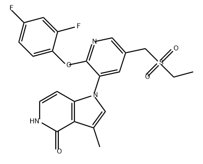 4H-Pyrrolo[3,2-c]pyridin-4-one, 1-[2-(2,4-difluorophenoxy)-5-[(ethylsulfonyl)methyl]-3-pyridinyl]-1,5-dihydro-3-methyl- Struktur