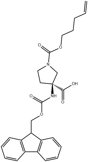 1,3-Pyrrolidinedicarboxylic acid, 3-[[(9H-fluoren-9-ylmethoxy)carbonyl]amino]-, 1-(4-penten-1-yl) ester, (3S)- Struktur