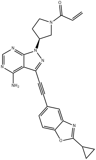 2-Propen-1-one, 1-[(3S)-3-[4-amino-3-[2-(2-cyclopropyl-5-benzoxazolyl)ethynyl]-1H-pyrazolo[3,4-d]pyrimidin-1-yl]-1-pyrrolidinyl]- Struktur