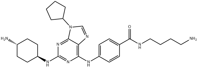 Benzamide, N-(4-aminobutyl)-4-[[2-[(trans-4-aminocyclohexyl)amino]-9-cyclopentyl-9H-purin-6-yl]amino]- Struktur