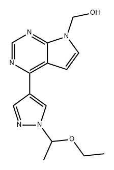 7H-Pyrrolo[2,3-d]pyrimidine-7-methanol, 4-[1-(1-ethoxyethyl)-1H-pyrazol-4-yl]- Struktur