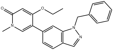 2(1H)-Pyridinone, 4-ethoxy-1-methyl-5-[1-(phenylmethyl)-1H-indazol-6-yl]- Struktur