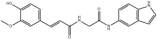 2-Propenamide, 3-(4-hydroxy-3-methoxyphenyl)-N-[2-(1H-indol-5-ylamino)-2-oxoethyl]-, (2E)- Struktur