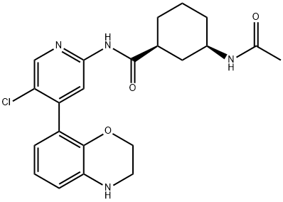 (1S,3R)-3-(Acetylamino)-N-[5-chloro-4-(3,4-dihydro-2H-1,4-benzoxazin-8-yl)-2-pyridinyl]cyclohexanecarboxamide Struktur