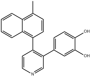 1,2-Benzenediol, 4-[4-(4-methyl-1-naphthalenyl)-3-pyridinyl]- Struktur