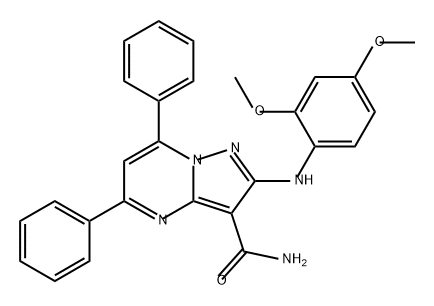 Pyrazolo[1,5-a]pyrimidine-3-carboxamide, 2-[(2,4-dimethoxyphenyl)amino]-5,7-diphenyl- Struktur