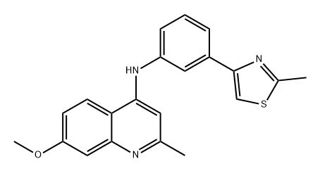 4-Quinolinamine, 7-methoxy-2-methyl-N-[3-(2-methyl-4-thiazolyl)phenyl]- Struktur