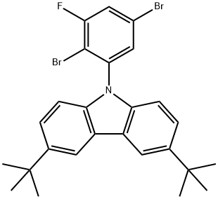 9H-Carbazole, 9-(2,5-dibromo-3-fluorophenyl)-3,6-bis(1,1-dimethylethyl)- Struktur